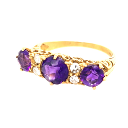 Pre Owned 18ct Amethyst and Diamond Ring ZU296